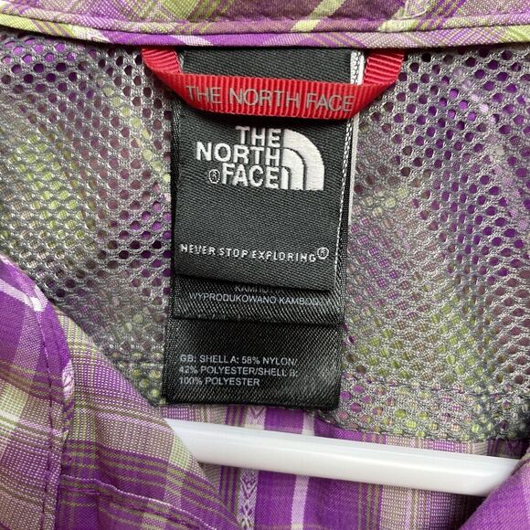 The North Face Boulder Penelope Shirt Top Womens L Purple Green Plaid Vented - Picture 4 of 14